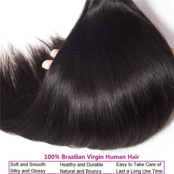10A Brazilian Straight Human Hair Bundles 18 20 22 Inch 100% Unprocessed Virgin main image 6